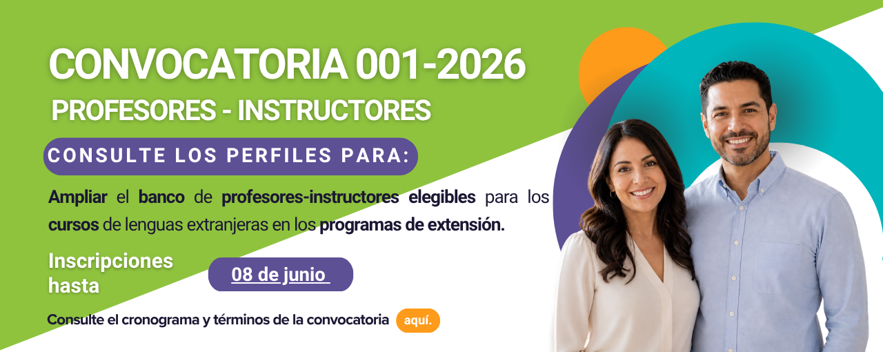 Publicidad de la Convocatoria 001 de 2026 para instructores o profesores